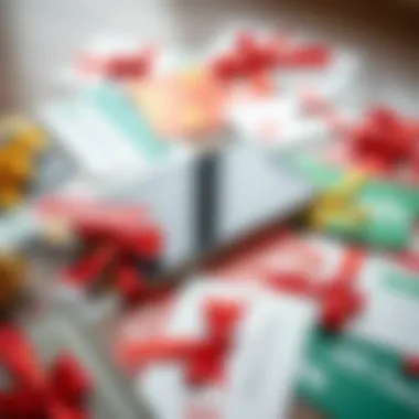 Mobile Gift Cards as Financial Tools A flat lay of various gift cards with a smartphone and financial apps.