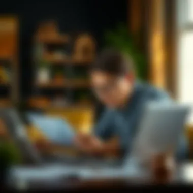 Evaluating Loan Choices Person analyzing loan options on a laptop