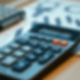Calculator displaying financial options