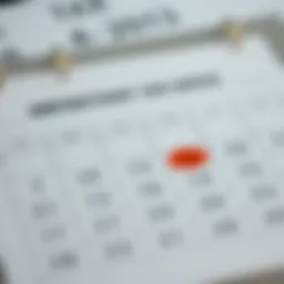 A calendar with important tax dates marked