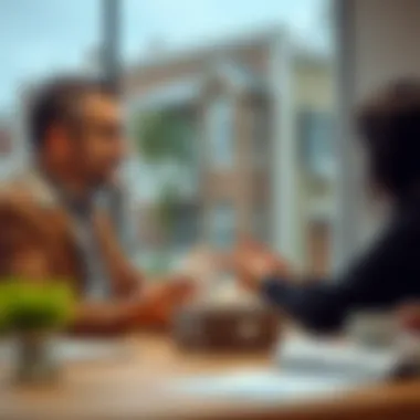 Transparent Discussion on Rental Payments A landlord and tenant discussing rental payments transparently